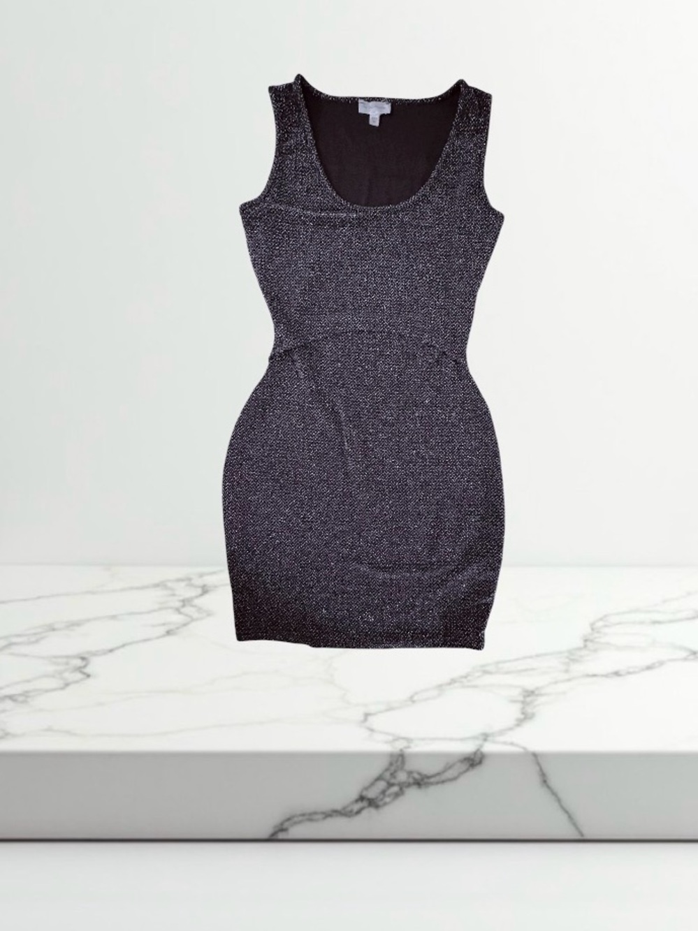 See U Monday black glitter center Cut-out tank mini dress medium